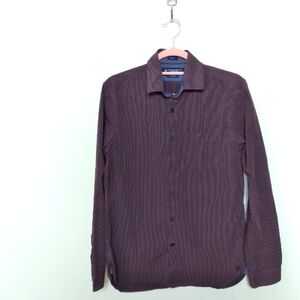 American Eagle Men's Slim Fit Pinstripe Purple Button Down Shirt Size Small